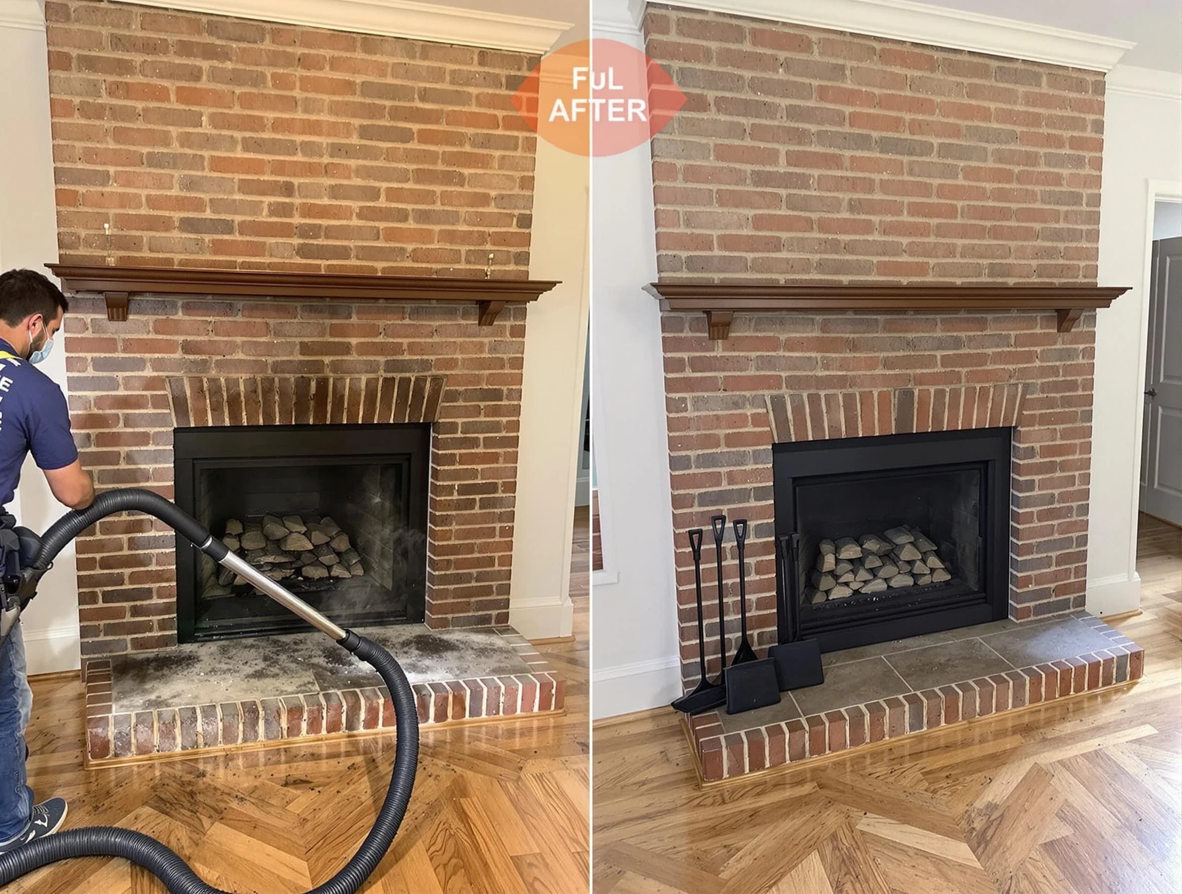 Wellesley Chimney Sweep carefully sanitizing a fireplace in Wellesley, MA