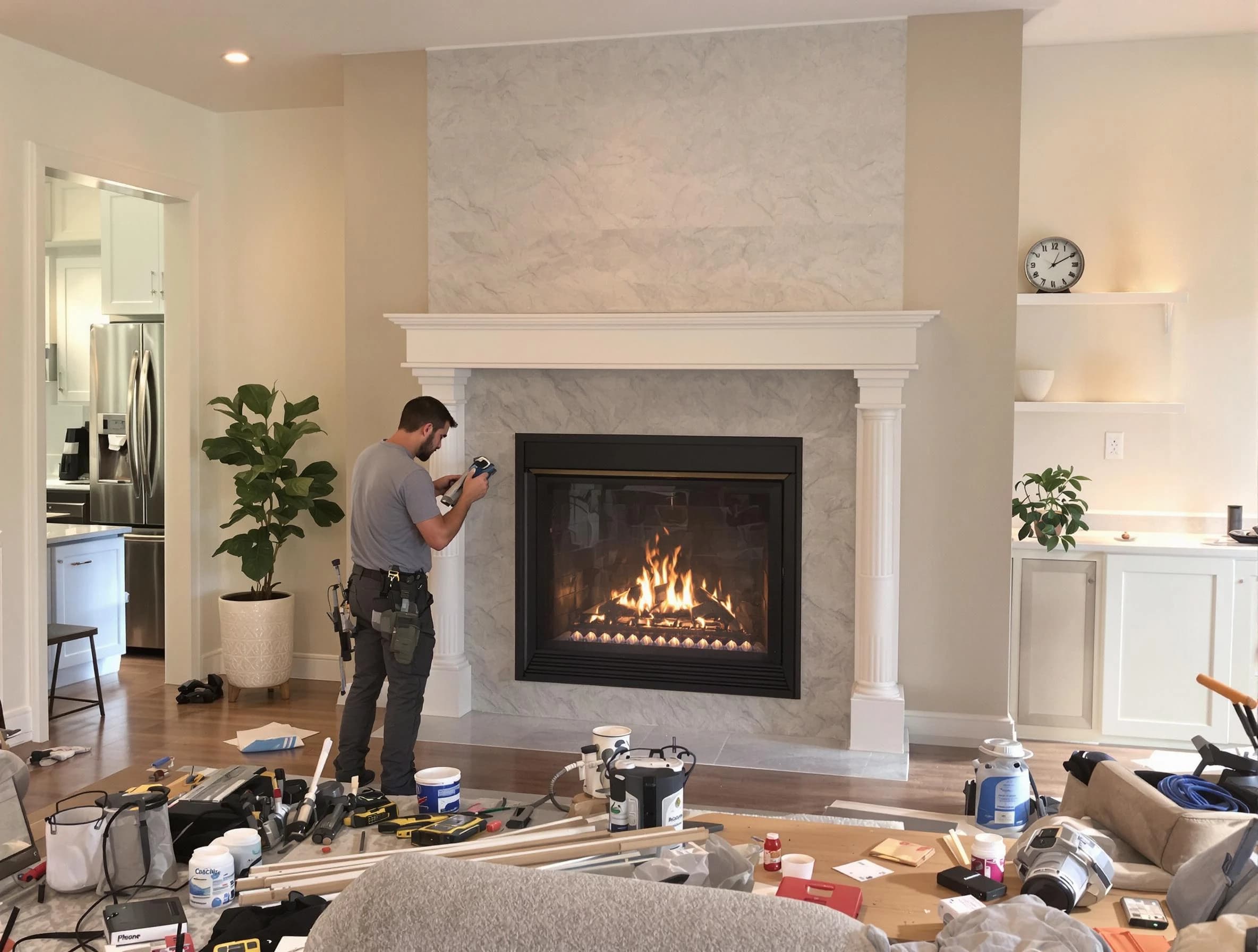 Newly installed fireplace by Wellesley Chimney Sweep in Wellesley, MA