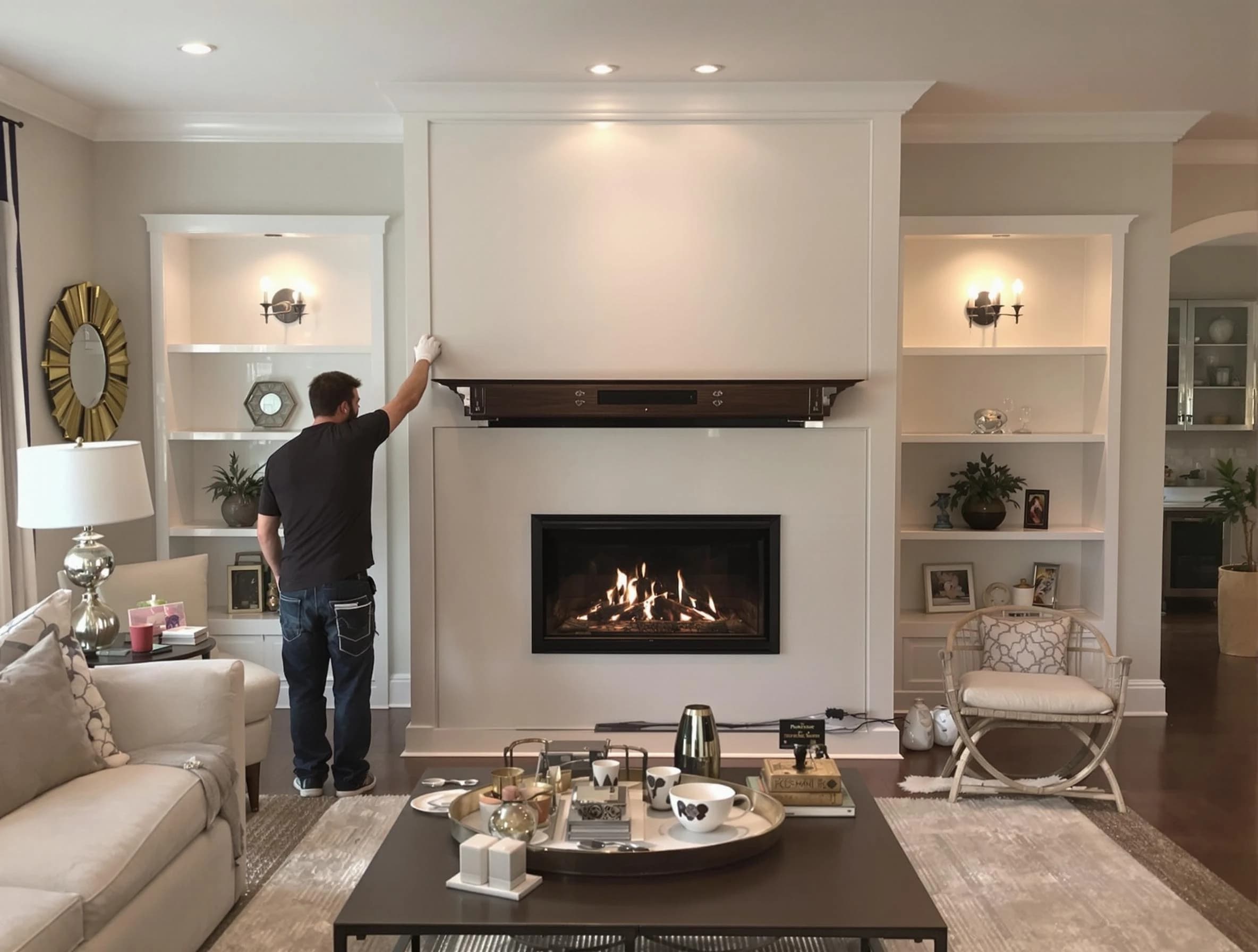 Wellesley Chimney Sweep installing a new fireplace in Wellesley, MA