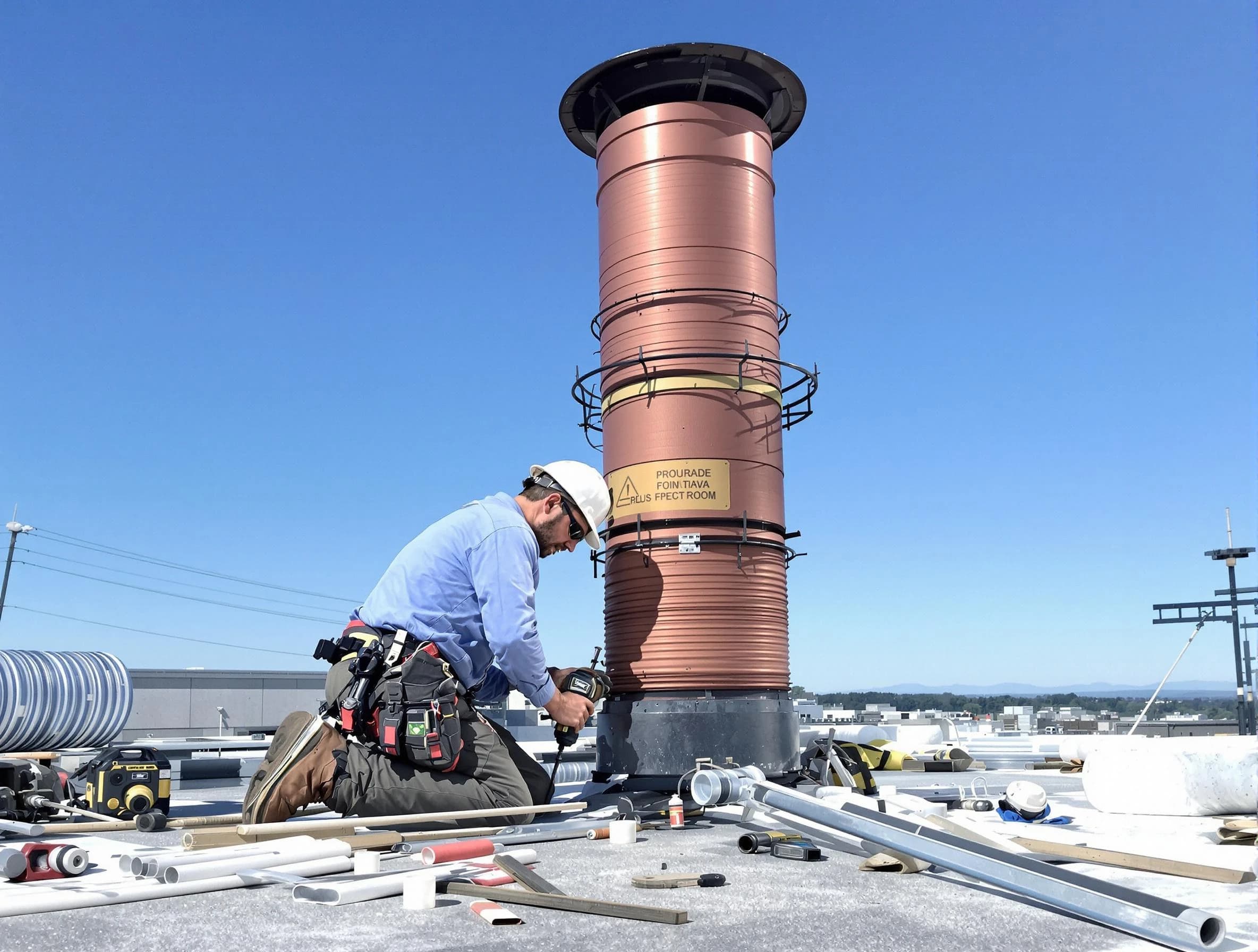 Installed chimney liner by Wellesley Chimney Sweep in Wellesley, MA