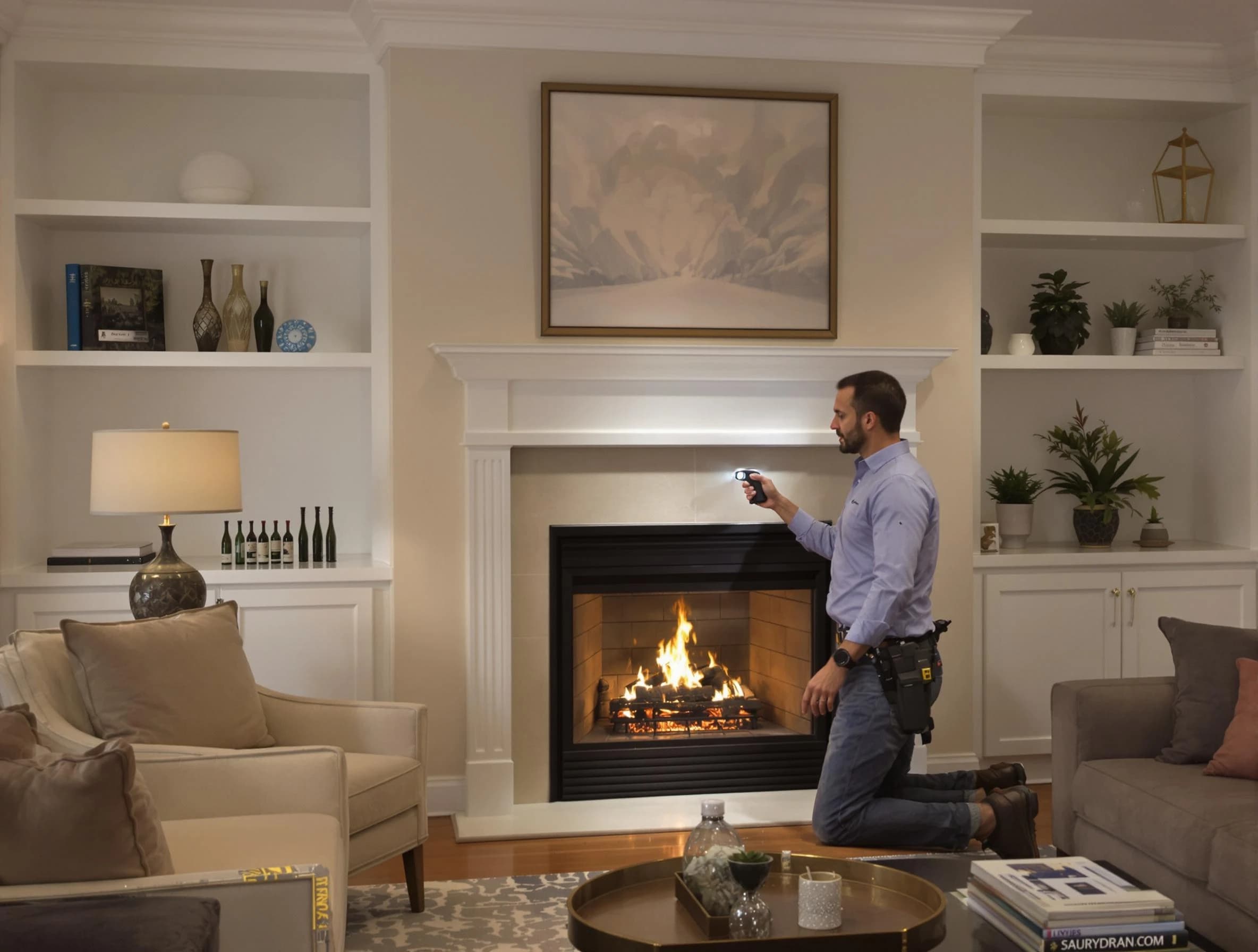 Wellesley Chimney Sweep conducting a fireplace safety inspection in Wellesley, MA