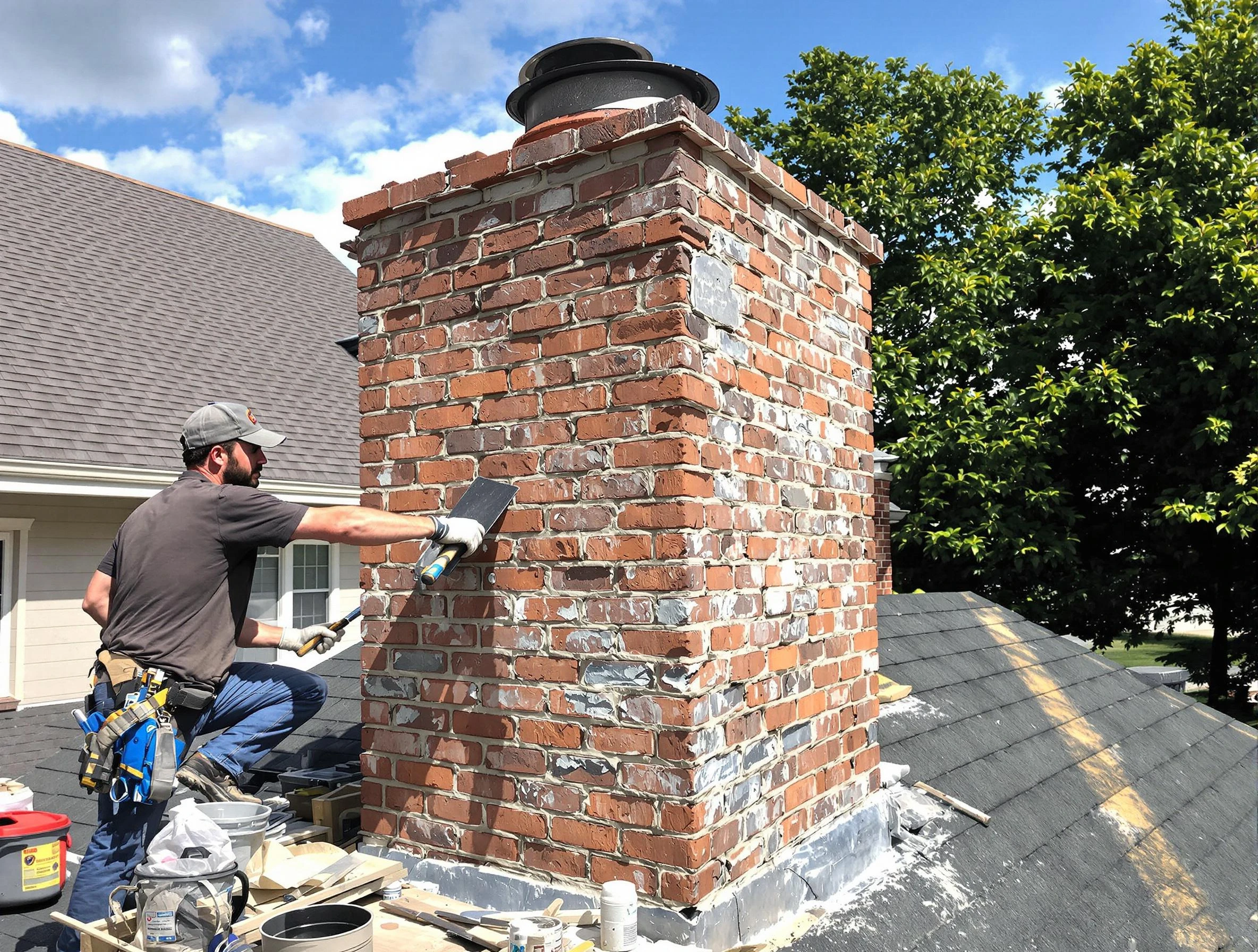 Completed chimney rebuild by Wellesley Chimney Sweep in Wellesley, MA