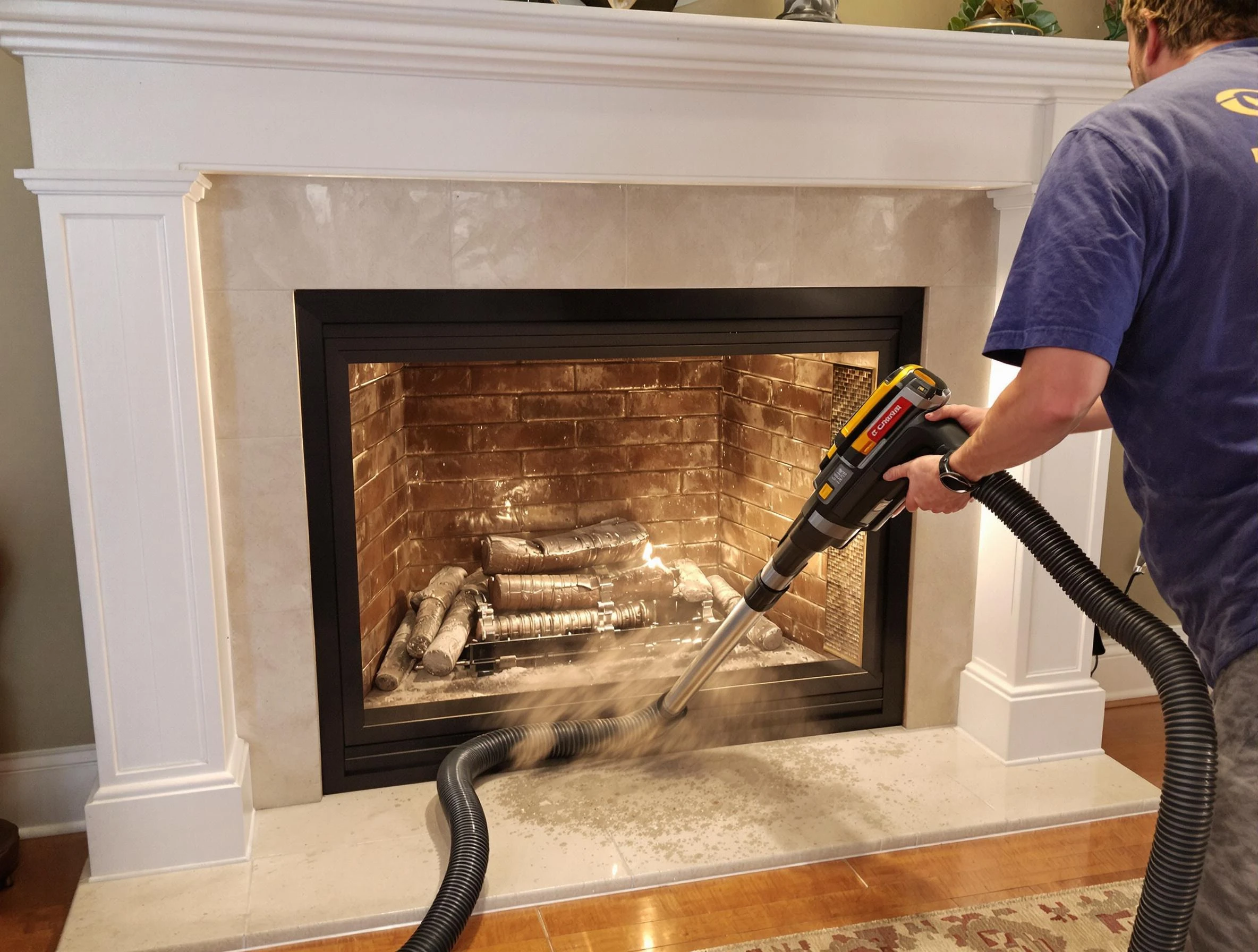 Fireplace cleaning performed by Wellesley Chimney Sweep in Wellesley, MA
