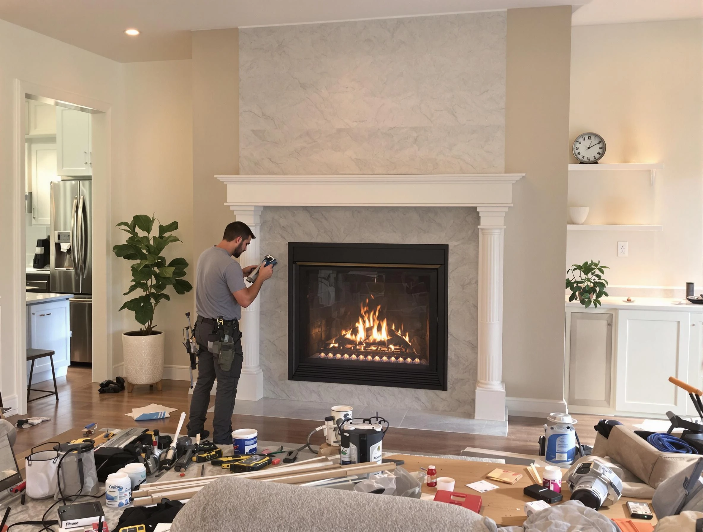 Newly installed fireplace by Wellesley Chimney Sweep in Wellesley, MA