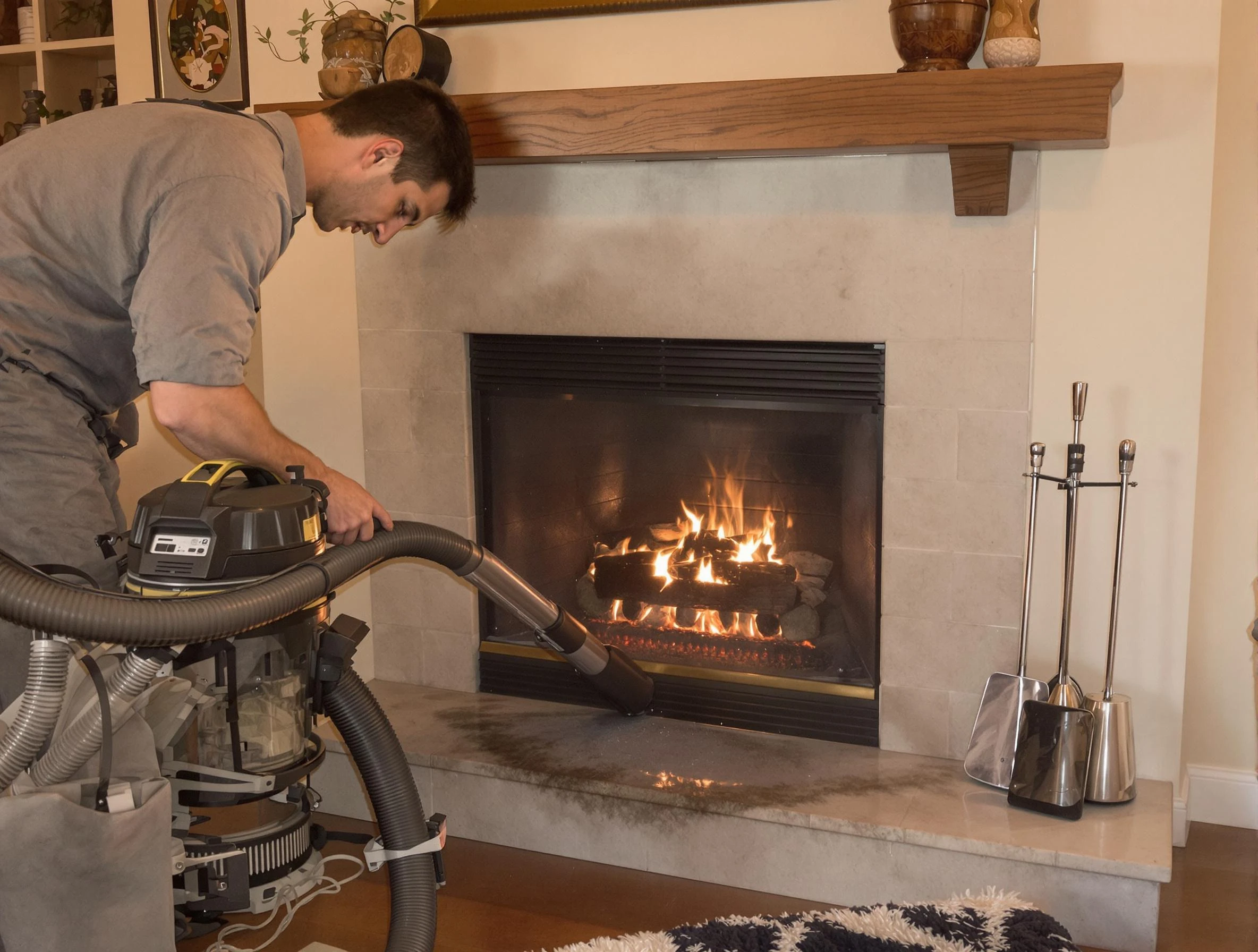 Routine fireplace upkeep by Wellesley Chimney Sweep in Wellesley, MA
